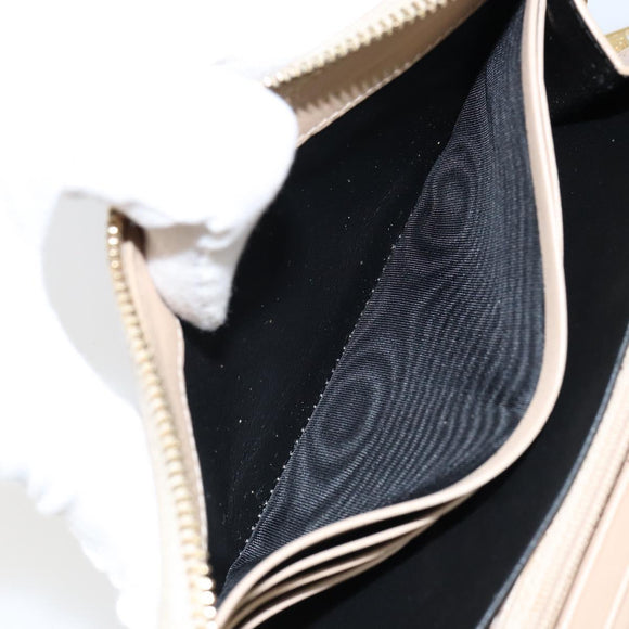 SAINT LAURENT Long Wallet Leather Beige Gold Auth am9381