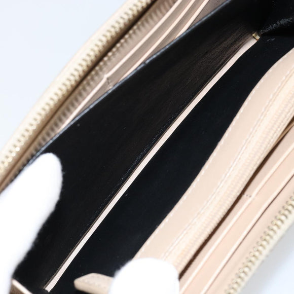 SAINT LAURENT Long Wallet Leather Beige Gold Auth am9381