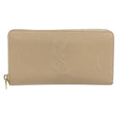 SAINT LAURENT Long Wallet Leather Beige Gold Auth am9381-13