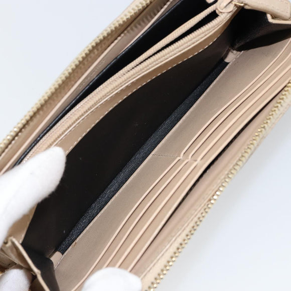 SAINT LAURENT Long Wallet Leather Beige Gold Auth am9381