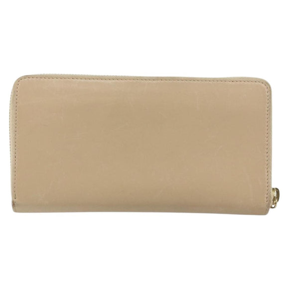 SAINT LAURENT Long Wallet Leather Beige Gold Auth am9381