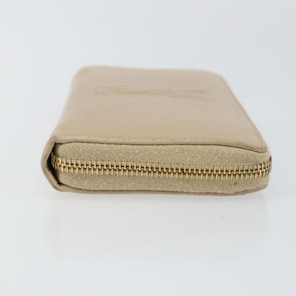 SAINT LAURENT Long Wallet Leather Beige Gold Auth am9381