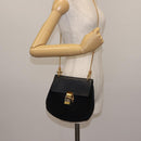 Chloe Chain Drew Shoulder Bag Leather Black Gold Auth am9382-22