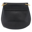 Chloe Chain Drew Shoulder Bag Leather Black Gold Auth am9382-2