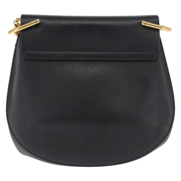 Chloe Chain Drew Shoulder Bag Leather Black Gold Auth am9382 - 0