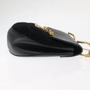 Chloe Chain Drew Shoulder Bag Leather Black Gold Auth am9382-3