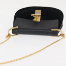 Chloe Chain Drew Shoulder Bag Leather Black Gold Auth am9382-6