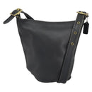 Coach Shoulder Bag Leather Black Gold Auth am9384-1