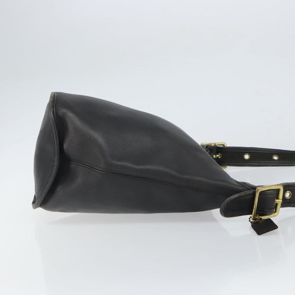 Coach Shoulder Bag Leather Black Gold Auth am9384