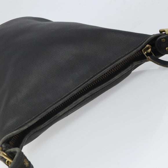 Coach Shoulder Bag Leather Black Gold Auth am9384