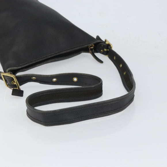 Coach Shoulder Bag Leather Black Gold Auth am9384