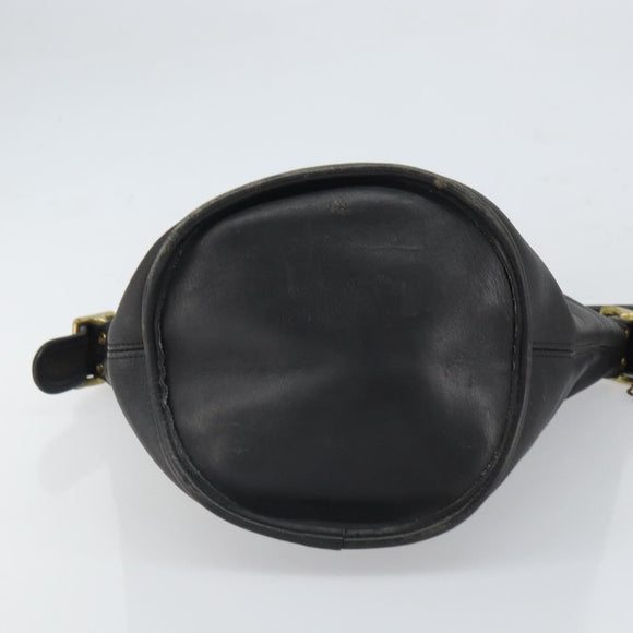 Coach Shoulder Bag Leather Black Gold Auth am9384