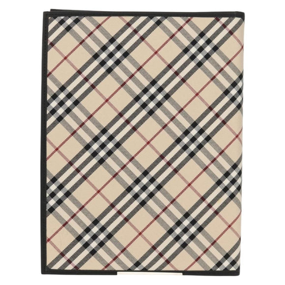 BURBERRY Nova Check Planner Case Canvas Leather Beige Black 146241 Auth am9392V