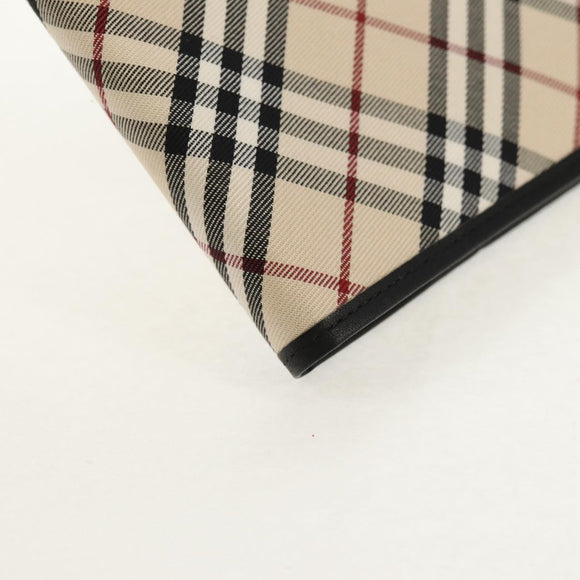 BURBERRY Nova Check Planner Case Canvas Leather Beige Black 146241 Auth am9392V
