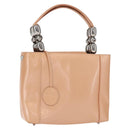 Christian Dior Maris Pearl Hand Bag Patent leather Beige pink Auth am9395-1