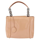 Christian Dior Maris Pearl Hand Bag Patent leather Beige pink Auth am9395-13