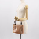 Christian Dior Maris Pearl Hand Bag Patent leather Beige pink Auth am9395-22