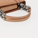 Christian Dior Maris Pearl Hand Bag Patent leather Beige pink Auth am9395-7
