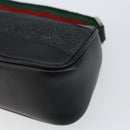 GUCCI Web Sherry Line Pouch Canvas Leather Black Silver Red 92820 Auth am9396-15
