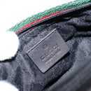 GUCCI Web Sherry Line Pouch Canvas Leather Black Silver Red 92820 Auth am9396-18