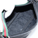 GUCCI Web Sherry Line Pouch Canvas Leather Black Silver Red 92820 Auth am9396-11