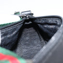GUCCI Web Sherry Line Pouch Canvas Leather Black Silver Red 92820 Auth am9396-19