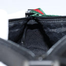 GUCCI Web Sherry Line Pouch Canvas Leather Black Silver Red 92820 Auth am9396-20