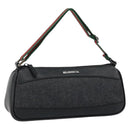 GUCCI Web Sherry Line Pouch Canvas Leather Black Silver Red 92820 Auth am9396-1