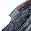 GUCCI Web Sherry Line Pouch Canvas Leather Black Silver Red 92820 Auth am9396-12