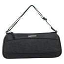 GUCCI Web Sherry Line Pouch Canvas Leather Black Silver Red 92820 Auth am9396-13