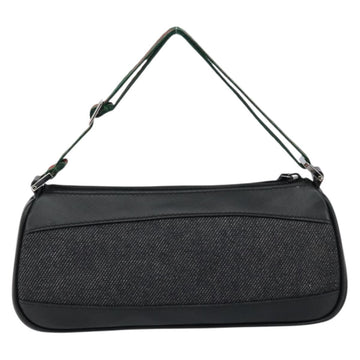 GUCCI Web Sherry Line Pouch Canvas Leather Black Silver Red 92820 Auth am9396 - 0