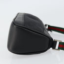 GUCCI Web Sherry Line Pouch Canvas Leather Black Silver Red 92820 Auth am9396-3