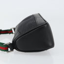 GUCCI Web Sherry Line Pouch Canvas Leather Black Silver Red 92820 Auth am9396-4
