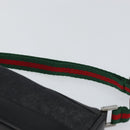 GUCCI Web Sherry Line Pouch Canvas Leather Black Silver Red 92820 Auth am9396-8