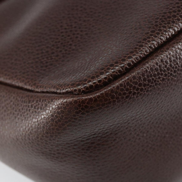 GIVENCHY Shoulder Bag Leather embossed Dark Brown Gold Auth am9398