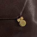 GIVENCHY Shoulder Bag Leather embossed Dark Brown Gold Auth am9398-18