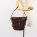 GIVENCHY Shoulder Bag Leather embossed Dark Brown Gold Auth am9398-21