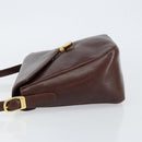 GIVENCHY Shoulder Bag Leather embossed Dark Brown Gold Auth am9398-4