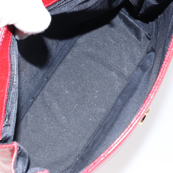 GIVENCHY Shoulder Bag Leather embossed 2way Red Gold Auth am9399