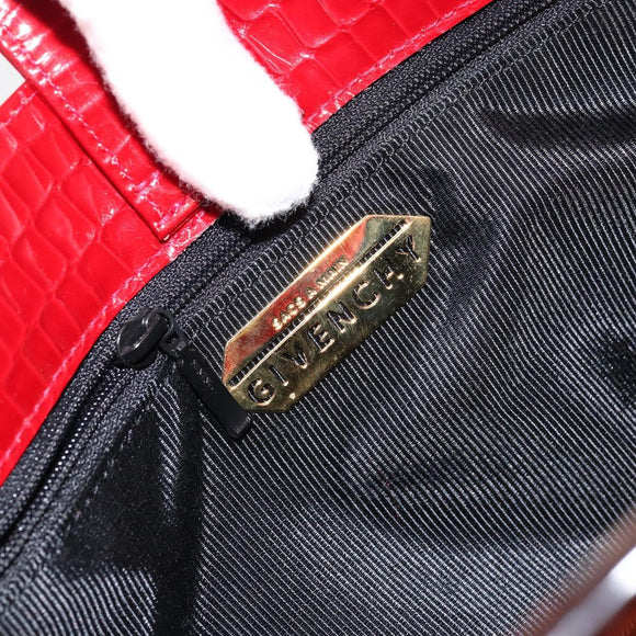 GIVENCHY Chain Shoulder Bag Enamel Red Gold Auth am9400