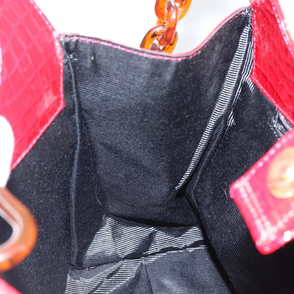 GIVENCHY Chain Shoulder Bag Enamel Red Gold Auth am9400