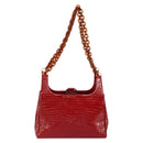 GIVENCHY Chain Shoulder Bag Enamel Red Gold Auth am9400-2