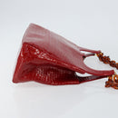 GIVENCHY Chain Shoulder Bag Enamel Red Gold Auth am9400-3