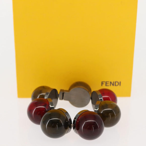 FENDI Colored Stones Bracelet metal Red Auth am9407V
