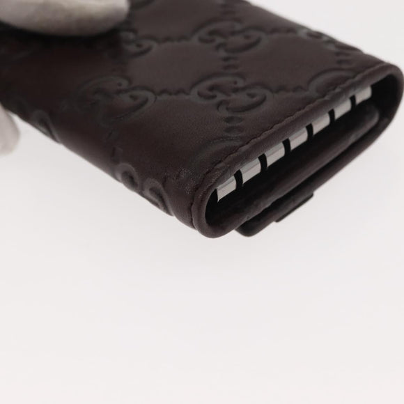 GUCCI Guccissima GG Canvas Key Case Leather Dark Brown 237509 Auth am9408V