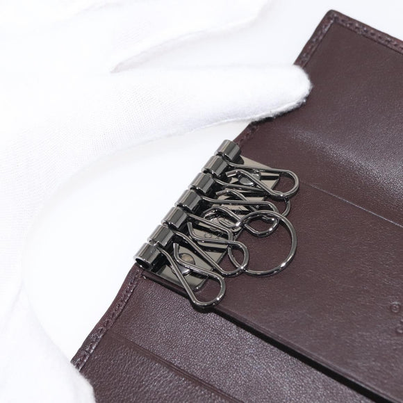 GUCCI Guccissima GG Canvas Key Case Leather Dark Brown 237509 Auth am9408V