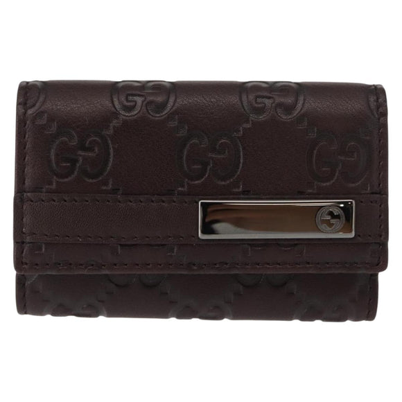 GUCCI Guccissima GG Canvas Key Case Leather Dark Brown 237509 Auth am9408V