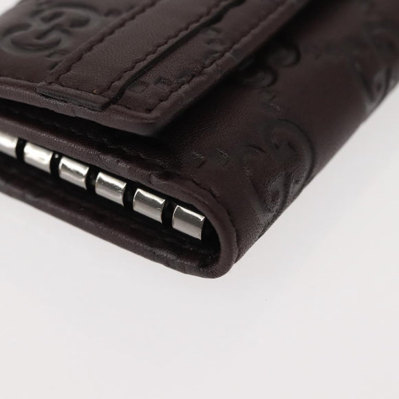 GUCCI Guccissima GG Canvas Key Case Leather Dark Brown 237509 Auth am9408V