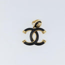 CHANEL COCO Mark Camelia Earring Metal Leather Gold CC Auth am9409-10