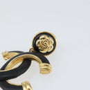 CHANEL COCO Mark Camelia Earring Metal Leather Gold CC Auth am9409-11